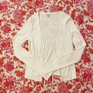 Brandy Melville White Tie Sweater Cardigan